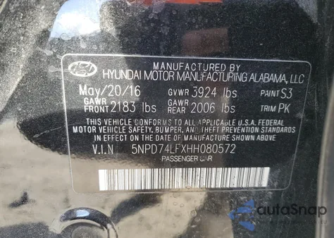 2017 Hyundai Elantra Se from USA, damaged, VIN 5NPD74LFXHH080572